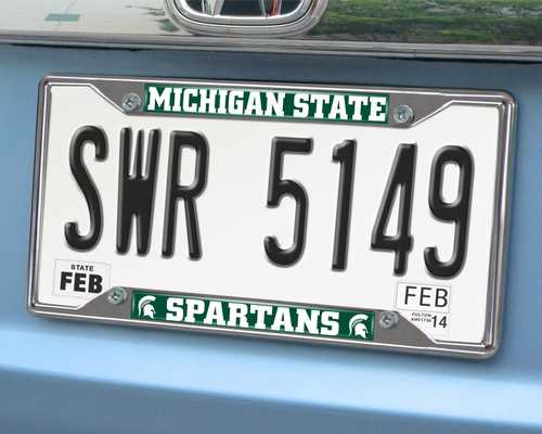 Michigan State Spartans Chromed Metal License Plate Frame - Click Image to Close
