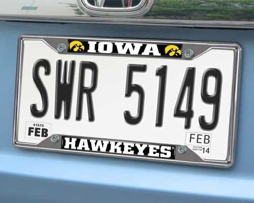 Iowa Hawkeyes Chromed Metal License Plate Frame - Click Image to Close