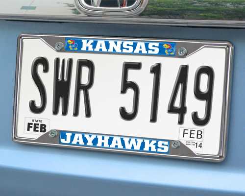 Kansas Jayhawks Chromed Metal License Plate Frame - Click Image to Close