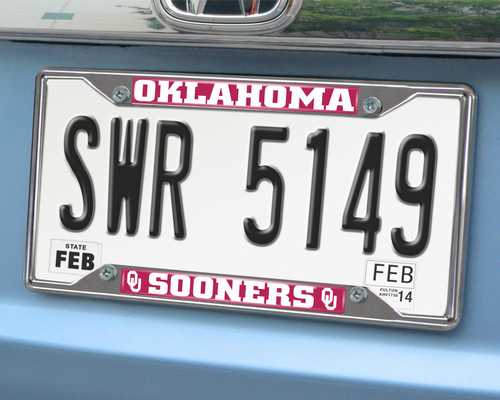 Oklahoma Sooners Chromed Metal License Plate Frame - Click Image to Close