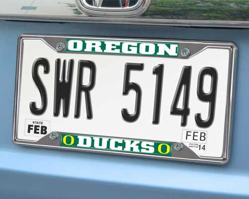 Oregon Ducks Chromed Metal License Plate Frame - Click Image to Close