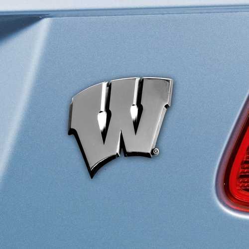 University of Wisconsin Badgers 3D Chromed Metal Car Emblem - Click Image to Close