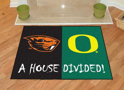 Oregon Ducks - Oregon State Beavers House Divided Rug - Click Image to Close