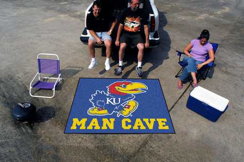 University of Kansas Jayhawks Man Cave Tailgater Rug - Click Image to Close