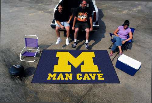 University of Michigan Wolverines Man Cave Ulti-Mat Rug - Click Image to Close