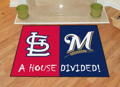 St Louis Cardinals - Milwaukee Brewers House Divided Rug - Click Image to Close