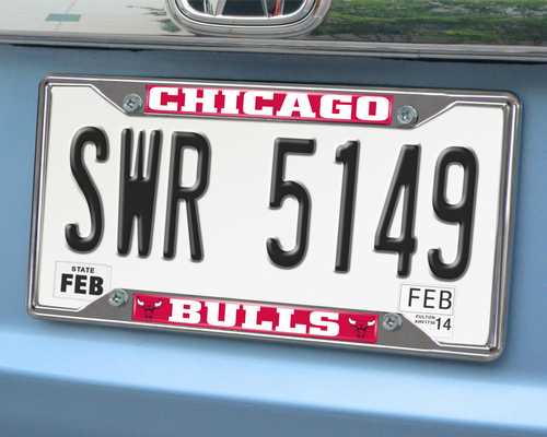 Chicago Bulls Chromed Metal License Plate Frame - Click Image to Close
