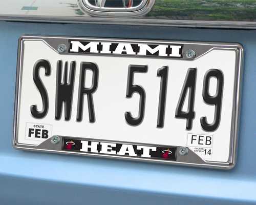 Miami Heat Chromed Metal License Plate Frame - Click Image to Close