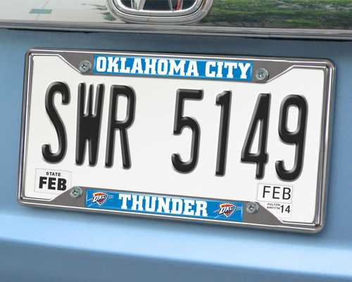 Oklahoma City Thunder Chromed Metal License Plate Frame - Click Image to Close