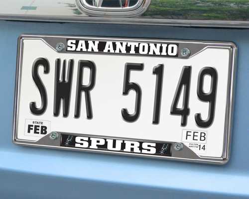 San Antonio Spurs Chromed Metal License Plate Frame - Click Image to Close
