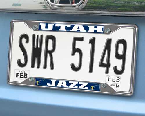 Utah Jazz Chromed Metal License Plate Frame - Click Image to Close