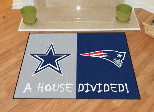 Dallas Cowboys - New England Patriots House Divided Rug - Click Image to Close