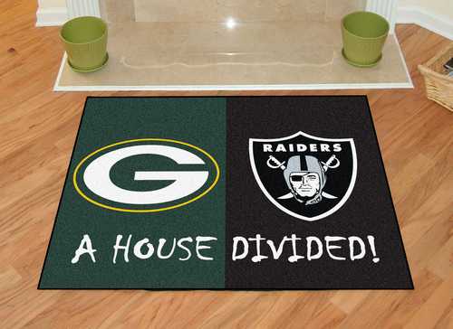 Green Bay Packers - Oakland Raiders House Divided Rug - Click Image to Close