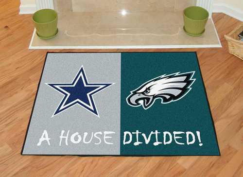 Dallas Cowboys - Philadelphia Eagles House Divided Rug - Click Image to Close