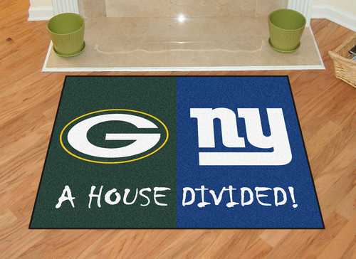 Green Bay Packers - New York Giants House Divided Rug - Click Image to Close