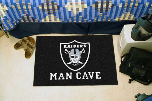 Oakland Raiders Man Cave Starter Rug - Click Image to Close