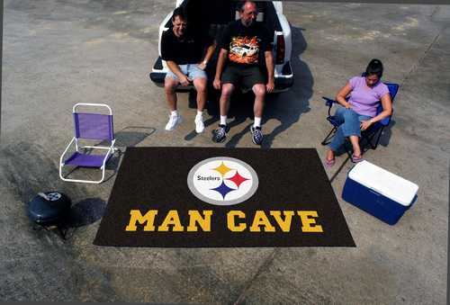 Pittsburgh Steelers Man Cave Ulti-Mat Rug - Click Image to Close