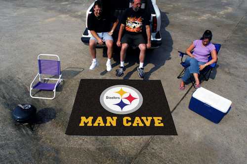 Pittsburgh Steelers Man Cave Tailgater Rug - Click Image to Close