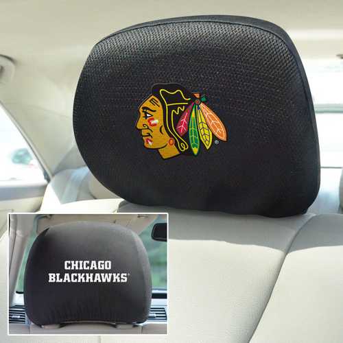Chicago Blackhawks 2-Sided Headrest Covers - Set of 2 - Click Image to Close
