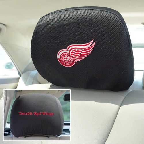 Detroit Red Wings 2-Sided Headrest Covers - Set of 2 - Click Image to Close