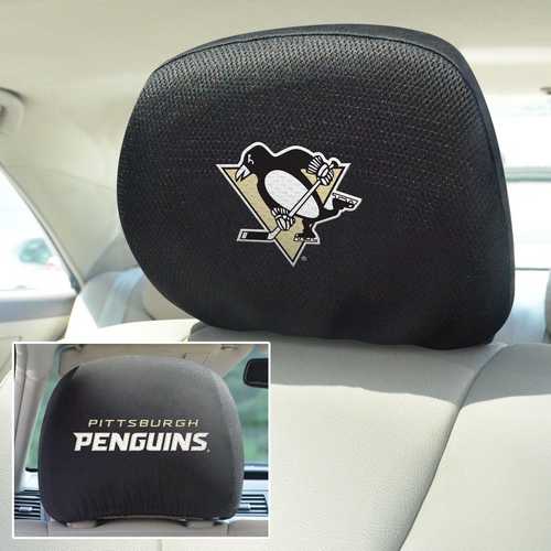 Pittsburgh Penguins 2-Sided Headrest Covers - Set of 2 - Click Image to Close