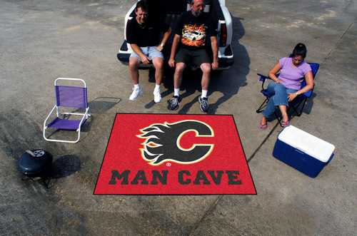 Calgary Flames Man Cave Tailgater Rug - Click Image to Close