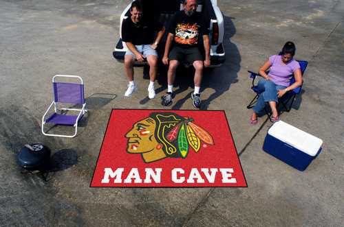 Chicago Blackhawks Man Cave Tailgater Rug - Click Image to Close