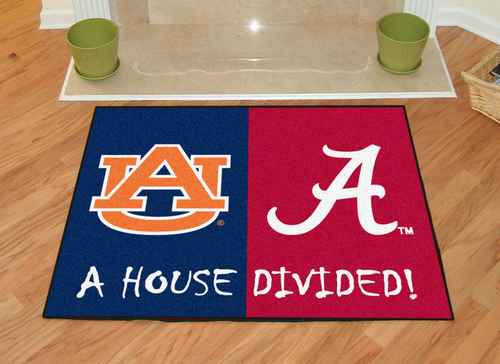 Alabama Crimson Tide - Auburn Tigers House Divided Rug - Click Image to Close