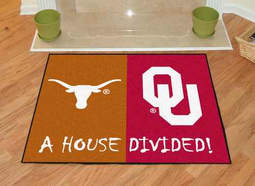 Texas Longhorns - Oklahoma Sooners House Divided Rug - Click Image to Close