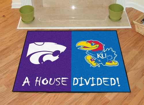 Kansas Jayhawks - Kansas State Wildcats House Divided Rug - Click Image to Close