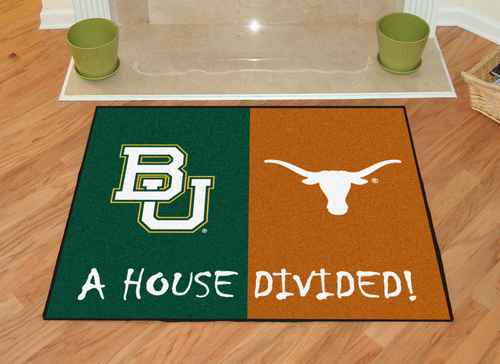 Baylor Bears - Texas Longhorns House Divided Rug - Click Image to Close