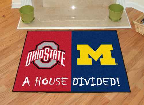 Ohio State Buckeyes - Michigan Wolverines House Divided Rug - Click Image to Close