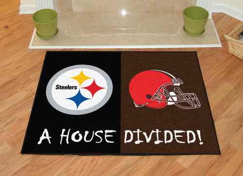Pittsburgh Steelers - Cleveland Browns House Divided Rug - Click Image to Close
