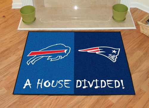 New England Patriots - Buffalo Bills House Divided Rug - Click Image to Close