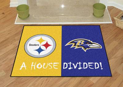 Baltimore Ravens - Pittsburgh Steelers House Divided Rug - Click Image to Close