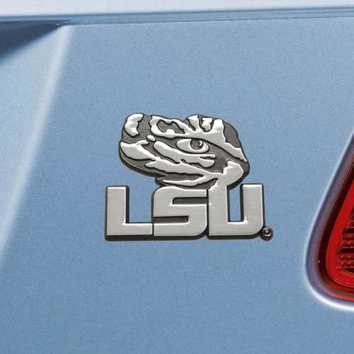 LSU Tigers 3D Chromed Metal Car Emblem - Click Image to Close