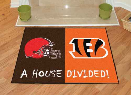 Cincinnati Bengals - Cleveland Browns House Divided Rug - Click Image to Close