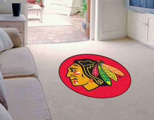 Chicago Blackhawks Hockey Puck Mat - Red - Click Image to Close
