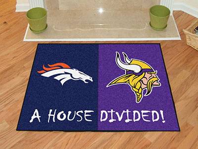 Denver Broncos - Minnesota Vikings House Divided Rug - Click Image to Close