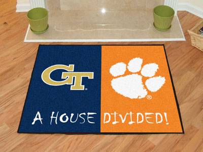 Georgia Tech Yellow Jackets - Clemson Tigers House Divided Rug - Click Image to Close