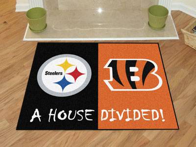 Pittsburgh Steelers - Cincinnati Bengals House Divided Rug - Click Image to Close