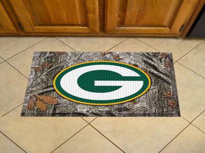 Green Bay Packers Scraper Floor Mat - 19" x 30" Camo - Click Image to Close