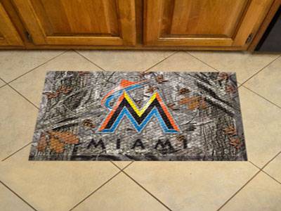Miami Marlins Scraper Floor Mat - 19" x 30" Camo - Click Image to Close
