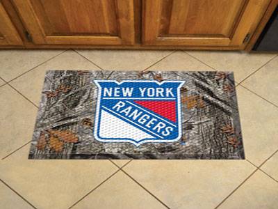 New York Rangers Scraper Floor Mat - 19" x 30" Camo - Click Image to Close