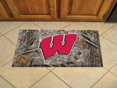 Wisconsin Badgers Scraper Floor Mat - 19" x 30" Camo - Click Image to Close