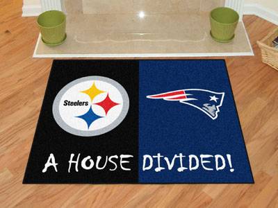 Pittsburgh Steelers - New England Patriots House Divided Rug - Click Image to Close