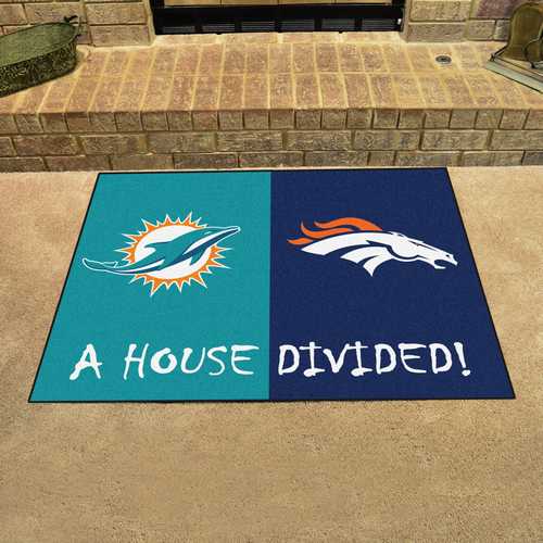 Miami Dolphins - Denver Broncos House Divided Rug - Click Image to Close