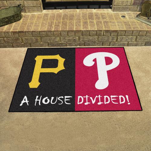 Pittsburgh Pirates - Philadelphia Phillies House Divided Rug - Click Image to Close