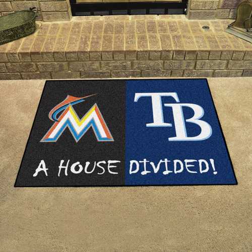 Miami Marlins - Tampa Bay Rays House Divided Rug - Click Image to Close