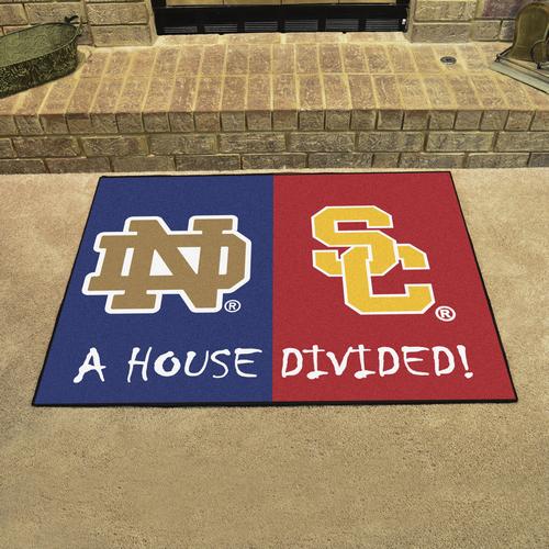 Notre Dame Fighting Irish - USC Trojans House Divided Rug - Click Image to Close